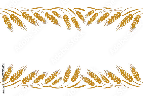 Golden wheat ears border frame