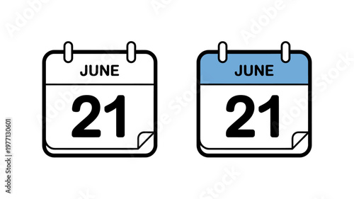 Two Calendar Clips Showing June Twenty First Date