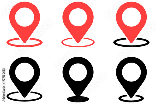 Red and black map pin icons