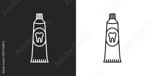 Toothpaste Tube Icon With Tooth Symbol Design
