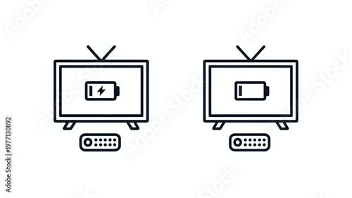 Television sets with remote controls and battery indicators