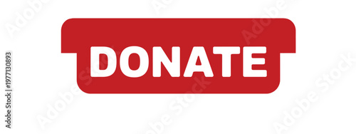A bright red rectangular button displaying the word donate in white