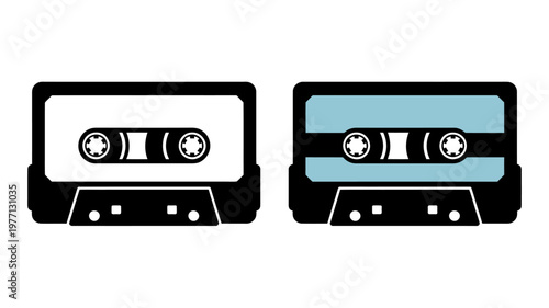 Cassette tapes with white and blue labels