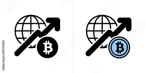 Cryptocurrency Growth Represented With Globe And Arrow