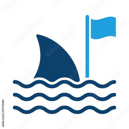 Shark fin flag danger warning ocean sea risk hazard fear attack swim marine water animal predator warning predator problem strategy