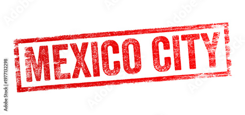 MEXICO CITY rubber stamp with a weathered, distressed ink texture. This grunge imprint symbolizes the Mexican capital, ideal for travel themes, postage, or vintage document aesthetics.