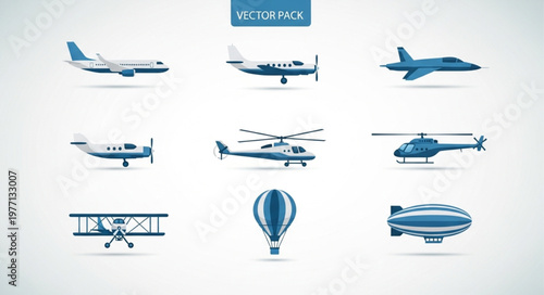 Collection of various aircraft and air vehicles.