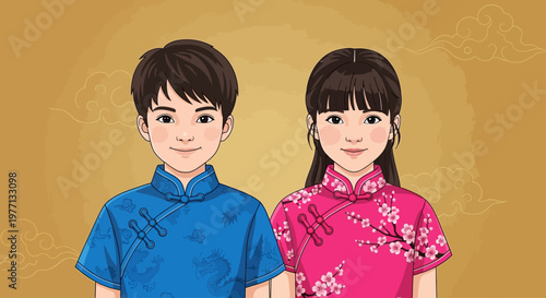 Children in traditional Chinese clothing