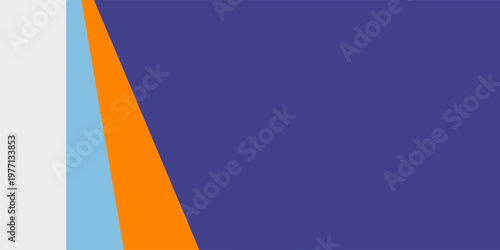Color papers geometry flat composition background with blue grey and orange tones