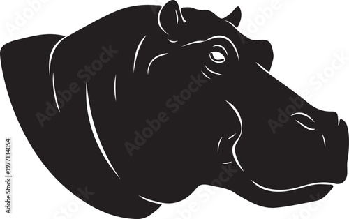 Stylized illustration of a hippopotamus head in profile
