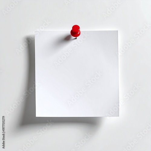 A blank white note pinned to a wall.