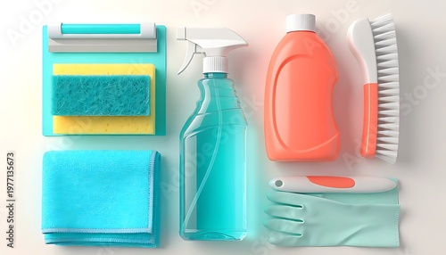 Professional cleaning concept of hygiene and sanitation for effective housekeeping and a spotless home interior, high quality supplies and tools