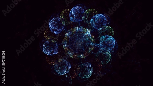 3d rendering illustration of Vibrant abstract background featuring flowing blue neon light waves with glowing energy effects