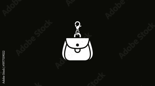 Minimalist White Purse With Carabiner On Black Background
