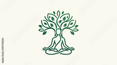 Meditating Figure with Tree Crown Logo