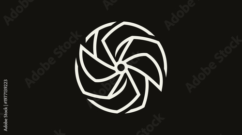 Abstract Geometric Spiral Design on Black Background