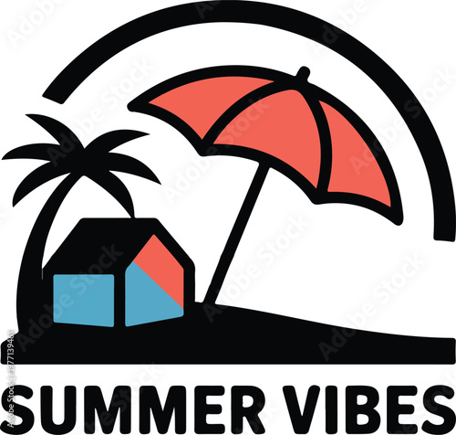 Summer vibes tropical beach typography graphic design print
