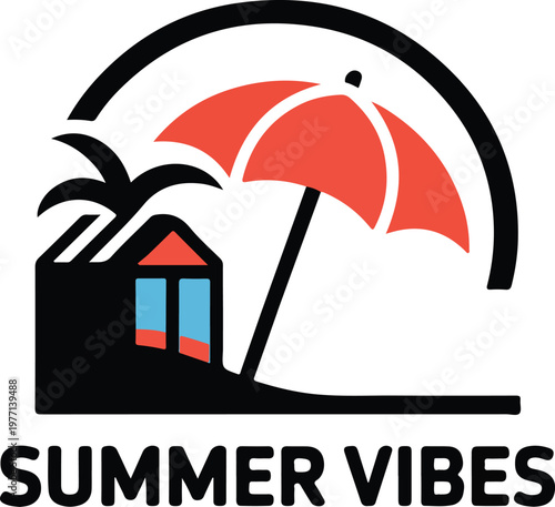 Summer vibes tropical beach typography graphic design print
