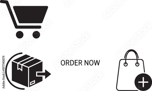 Minimalist of a laptop, shopping cart, and mobile phone with a plus symbol computer smartphone