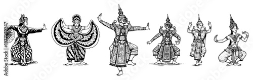 Two traditional Japanese sumo wrestlers competing in a match in minimalist line art style