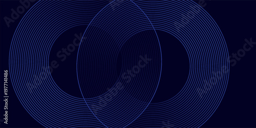 Modern dark blue abstract horizontal banner background with glowing geometric lines.Suitable for covers, brochures, presentations, flyers. vector.