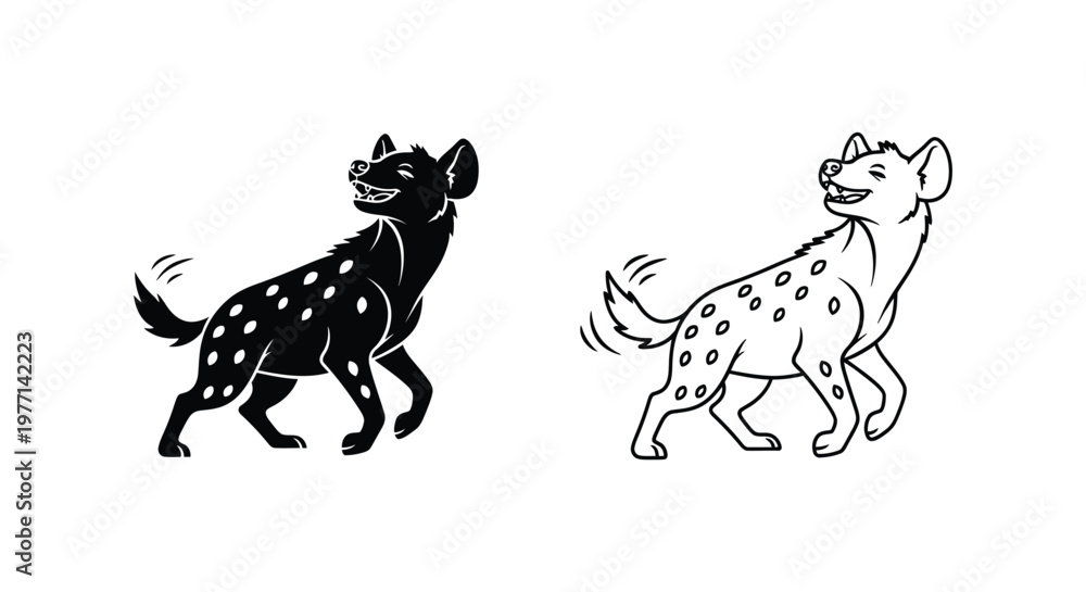 Fototapeta premium African Wild Dogs vs Hyenas: Spot Pattern Comparison Vector