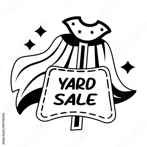 A glyph sticker featuring a yard sale sign 