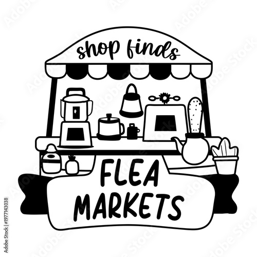 A glyph sticker featuring a flea market stall 


