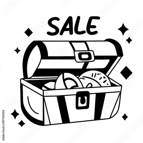 A glyph sticker featuring an open treasure chest