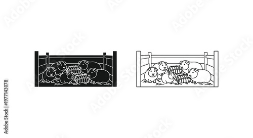 Sheep Pen Designs: Sketch Plans for Livestock Enclosures Vector