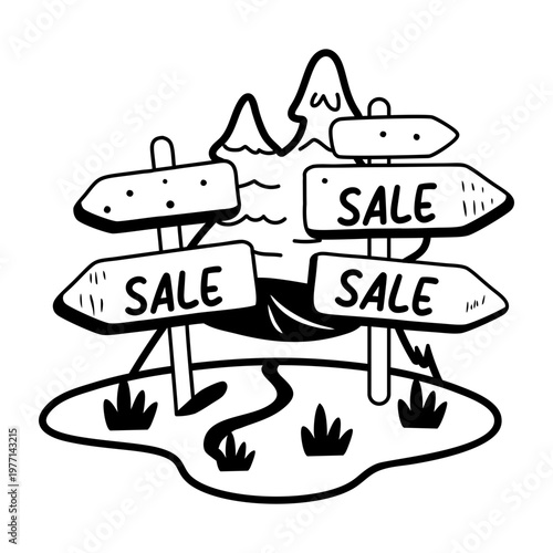 A glyph sticker of multiple sale signs 