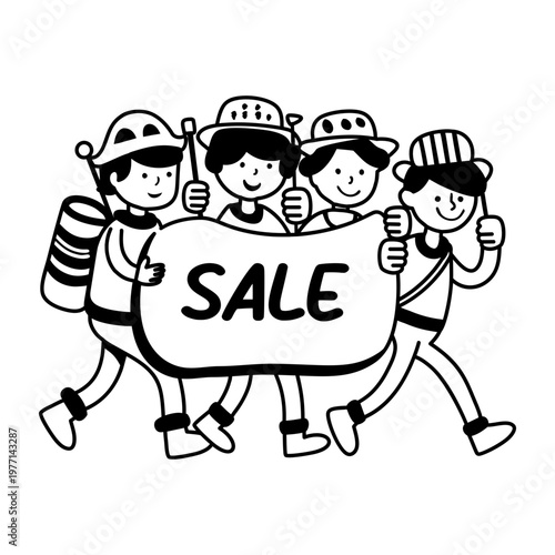 A glyph sticker of sale parade 
