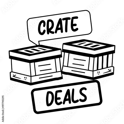 A glyph sticker of crate deal typography 