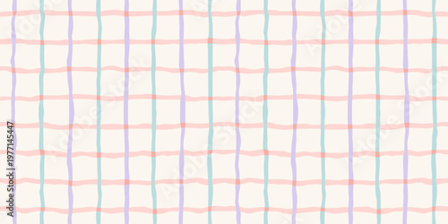 Seamless Gingham Pattern with Modern Check Design. Vector Hand Drawn Plaid Tablecloth Background In Checker Patel Grid for Textile, Wallpaper, Packaging, Graphic Design