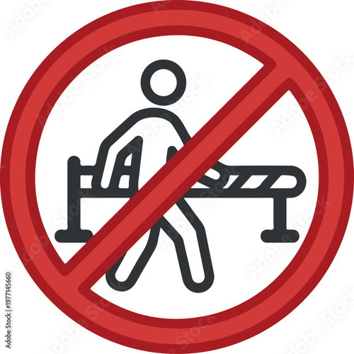No Crossing Barrier Prohibited Sign Icon