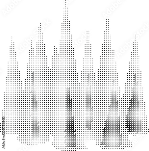 Dither Pixeleted Bitmap Halftone Dotted Forest Trees Landscape Vector Graphic Design Element