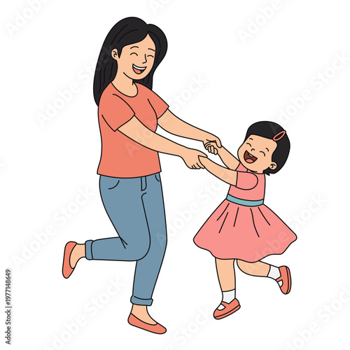 Happy Mother and Daughter Dancing