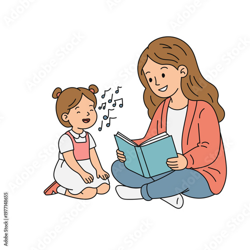 Mother Reading Story to Little Daughter