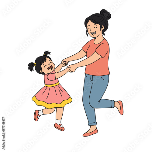 Happy Mother and Daughter Dancing