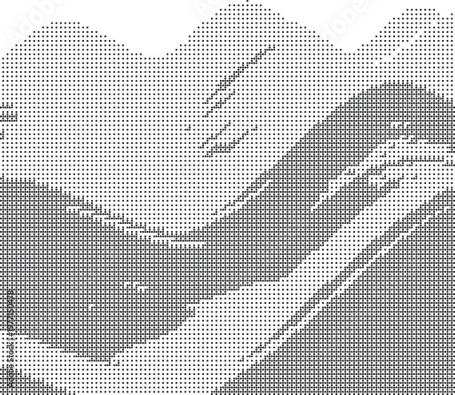 Halftone Dither Pixelated Bitmap Dotted Abstract Pattern Background Texture Graphic Design Overlay Vector