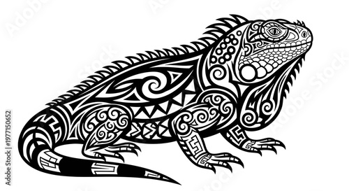 Tribal Iguana Tattoo Design