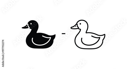 Black and White Minus Duck Symbol Design Vector