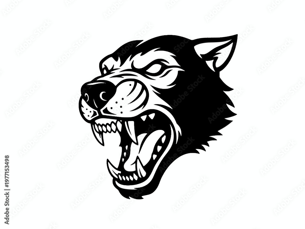 Fototapeta premium Angry Wolf Head Mascot Snarling with Sharp Teeth Vector