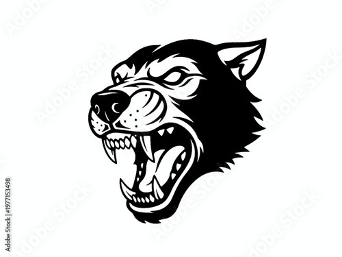 Angry Wolf Head Mascot Snarling with Sharp Teeth Vector
