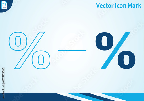 Percentage icon symbol blue and outline vector mark.