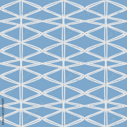 Minimalist lattice diamonds basic pattern baby blue. Cool tone neutral design mid century modern fabric. Simple scandinavian background 