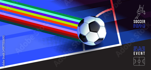 Modern Football Background with Colorful Motion and Energy Lines