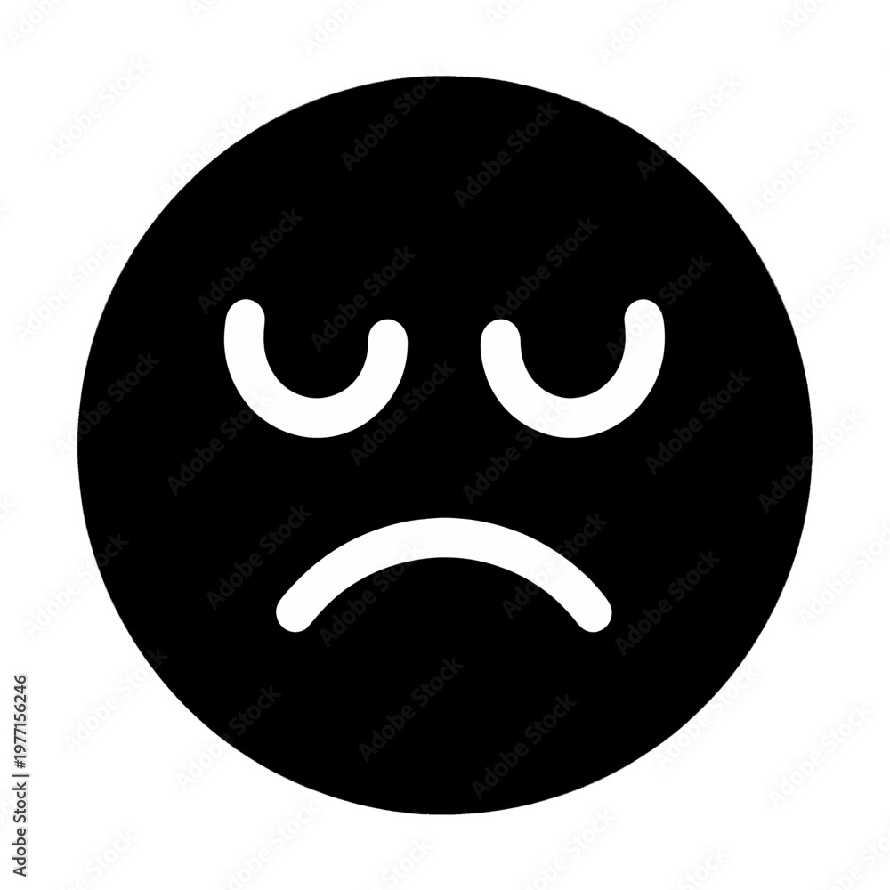 Fototapeta premium Sad Face Vector Icon with Closed Eyes