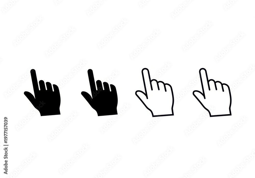 Obraz premium Four hands pointing in different directions, isolated on white background