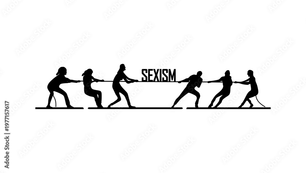 Obraz premium sexism, fight for women's rights, black isolated silhouette